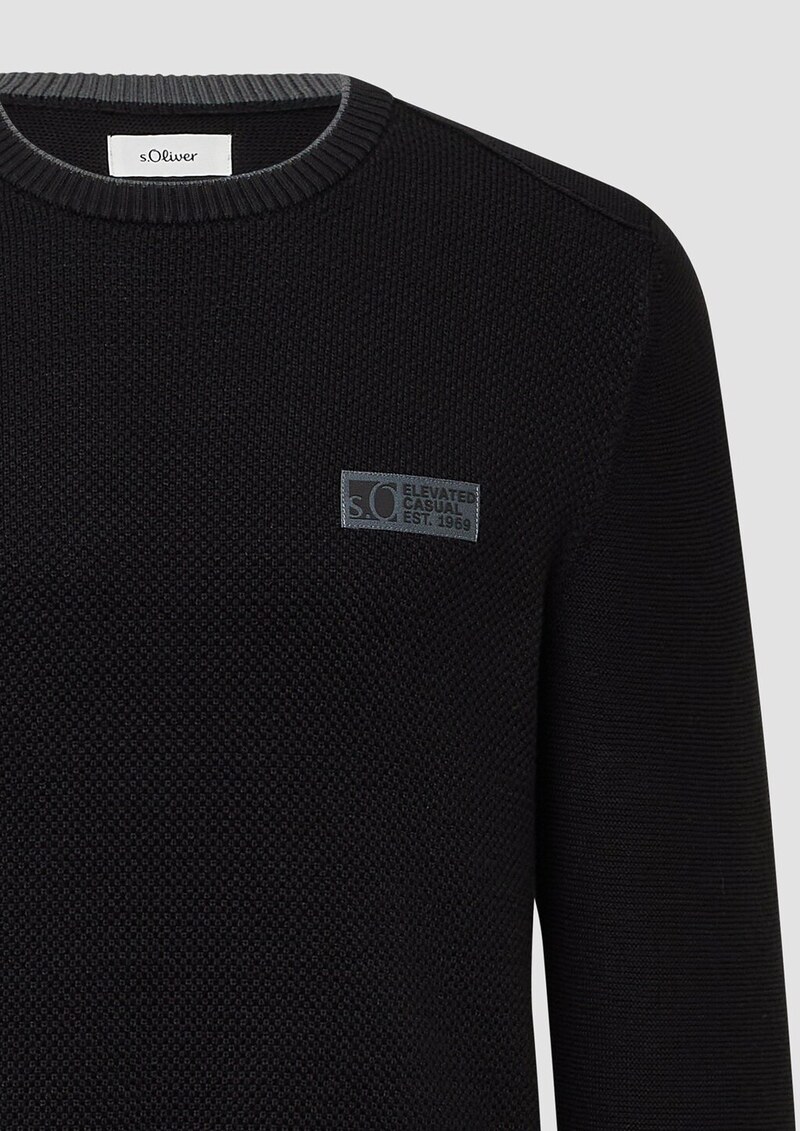 Strickpullover aus Baumwolle mit Struktur