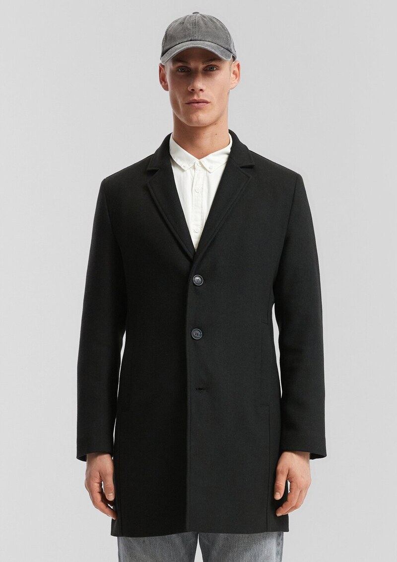 Mantel mit Reverskragen aus Wollmischung