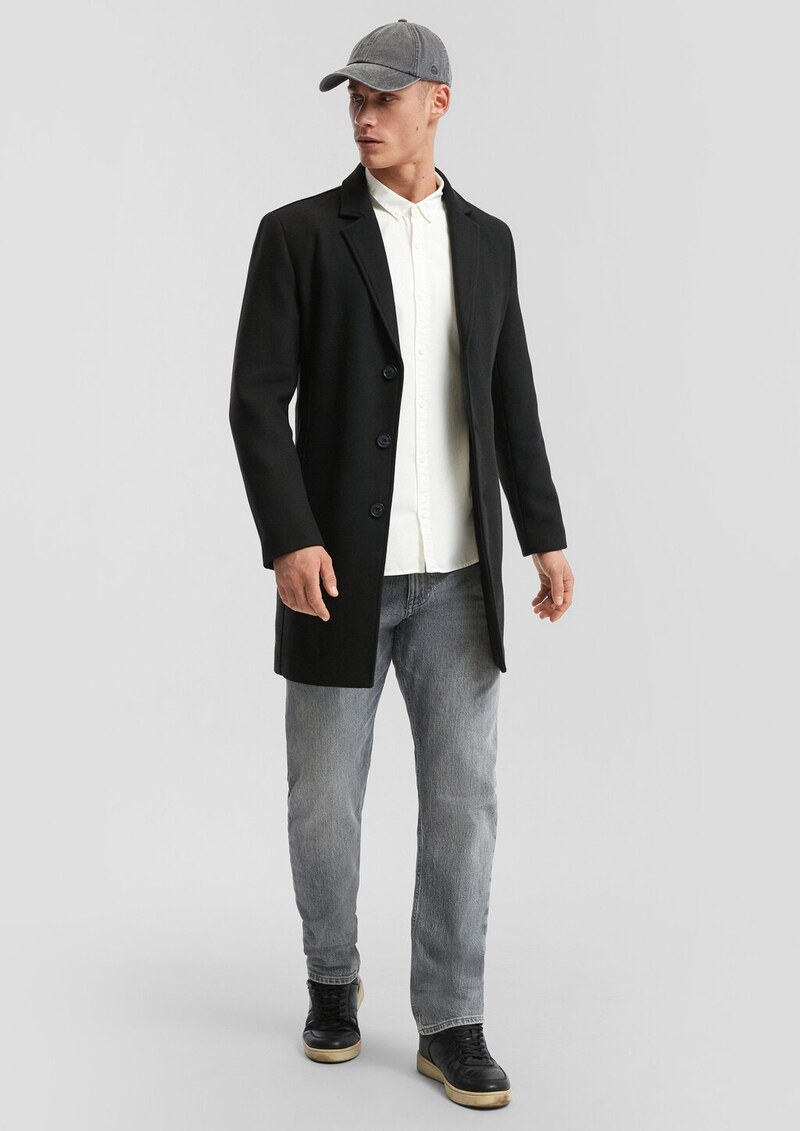 Mantel mit Reverskragen aus Wollmischung