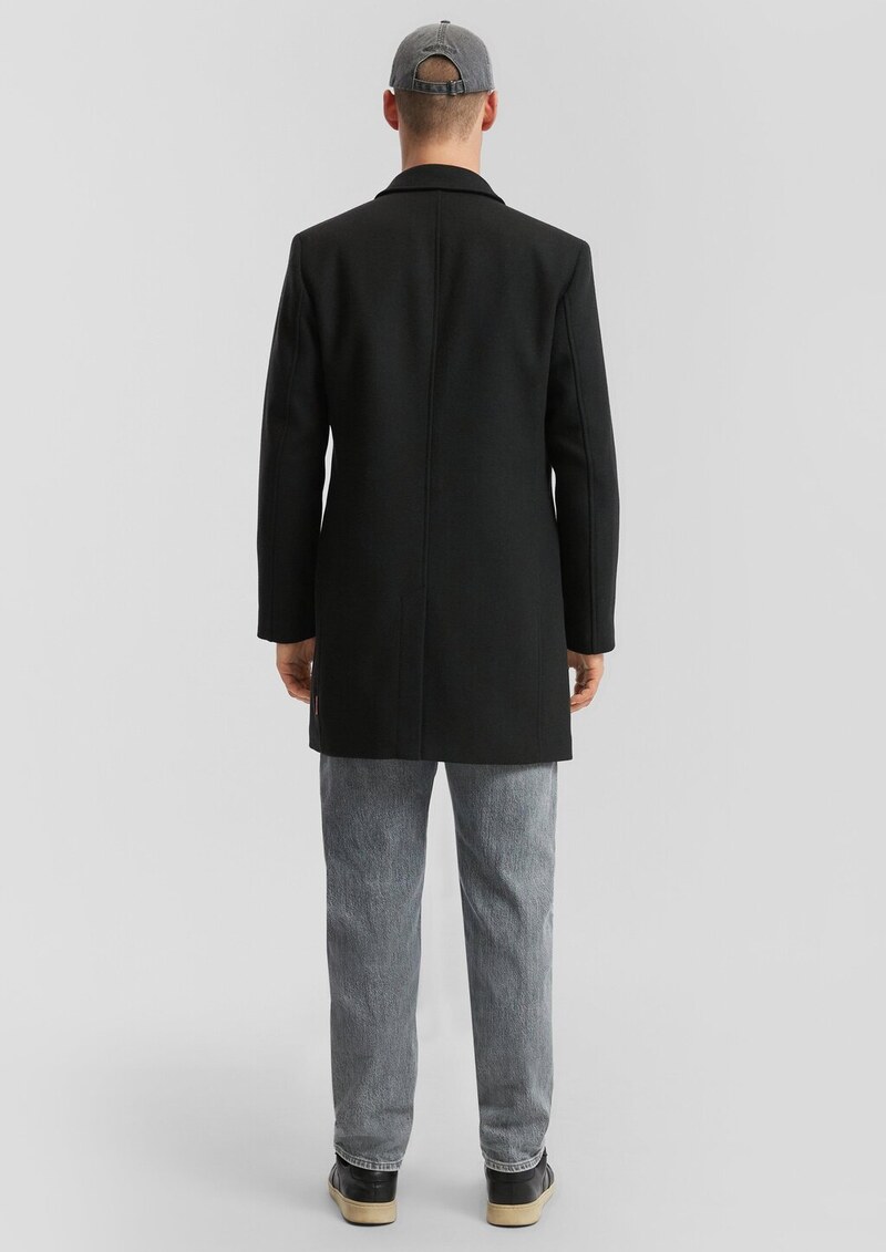 Mantel mit Reverskragen aus Wollmischung