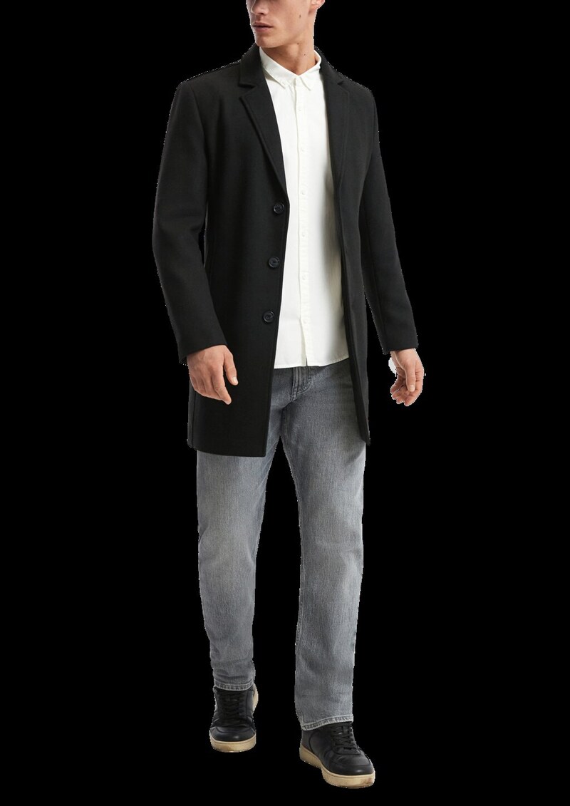 Mantel mit Reverskragen aus Wollmischung