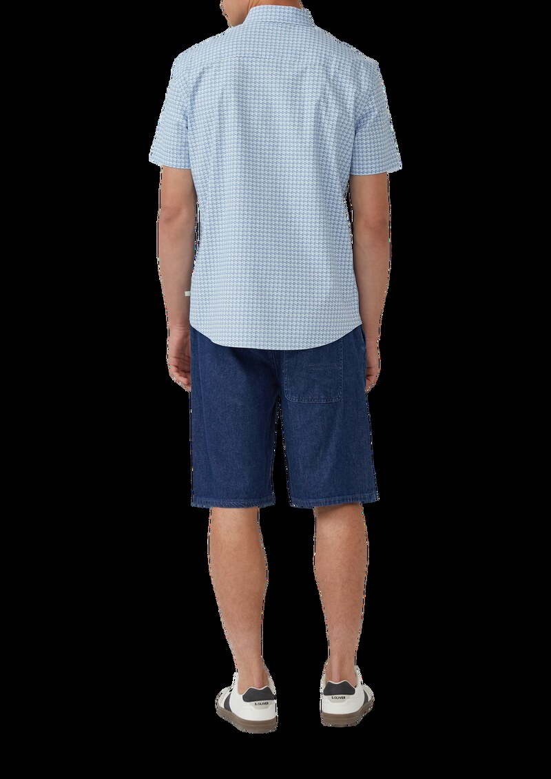 Regular Fit: Gemustertes Kurzarmhemd aus Baumwolle mit Button-Down-Kragen