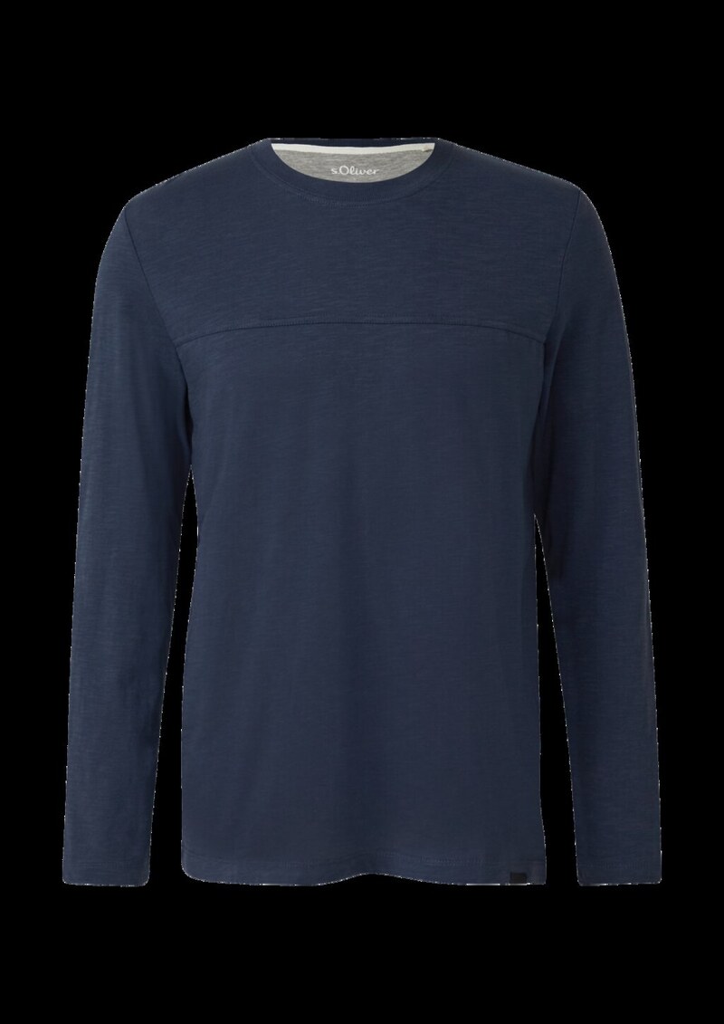 Flammgarn-Longsleeve mit Teilungsnaht und Label-Patch