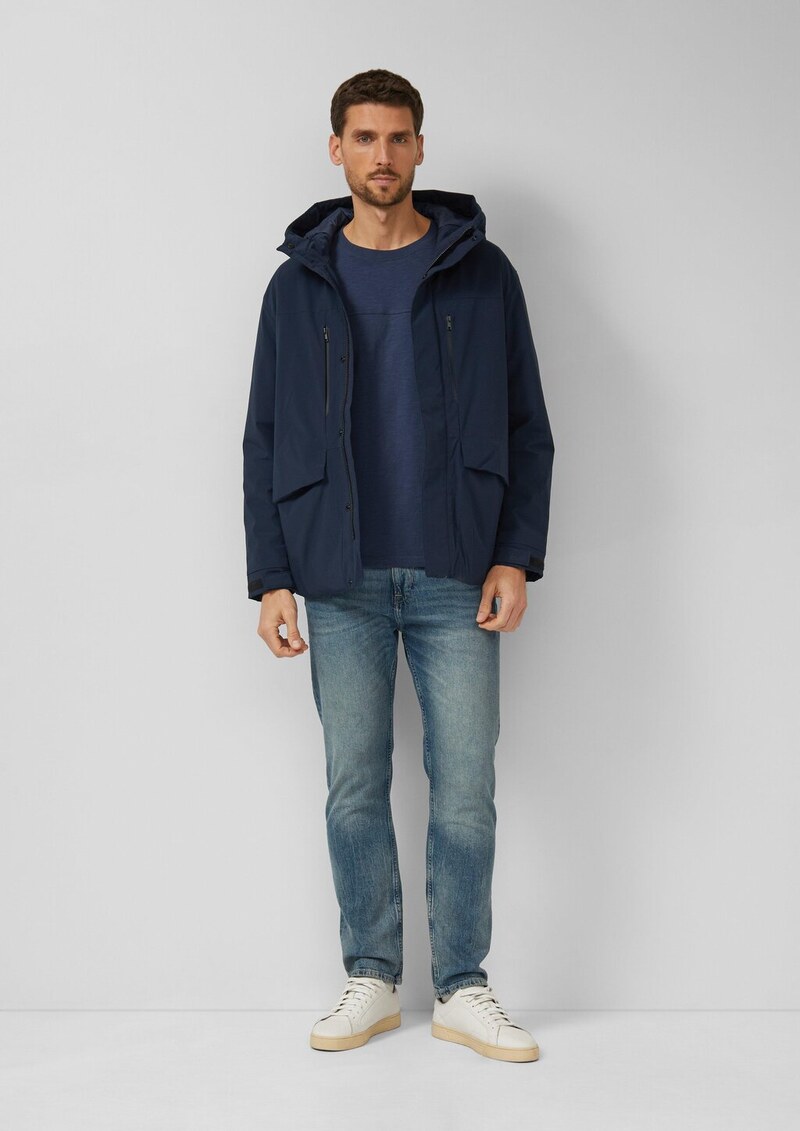 Flammgarn-Longsleeve mit Teilungsnaht und Label-Patch