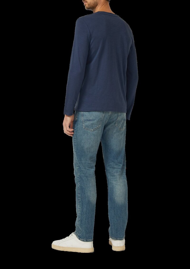 Flammgarn-Longsleeve mit Teilungsnaht und Label-Patch