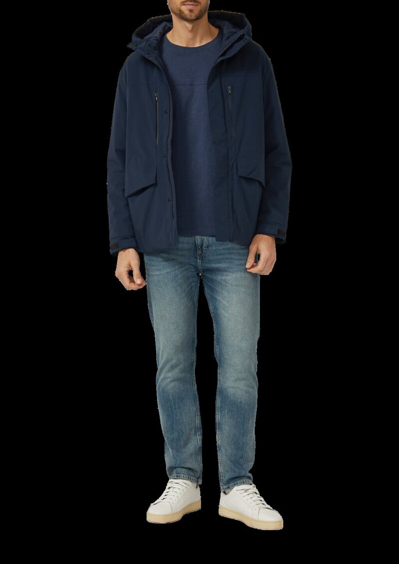 Flammgarn-Longsleeve mit Teilungsnaht und Label-Patch