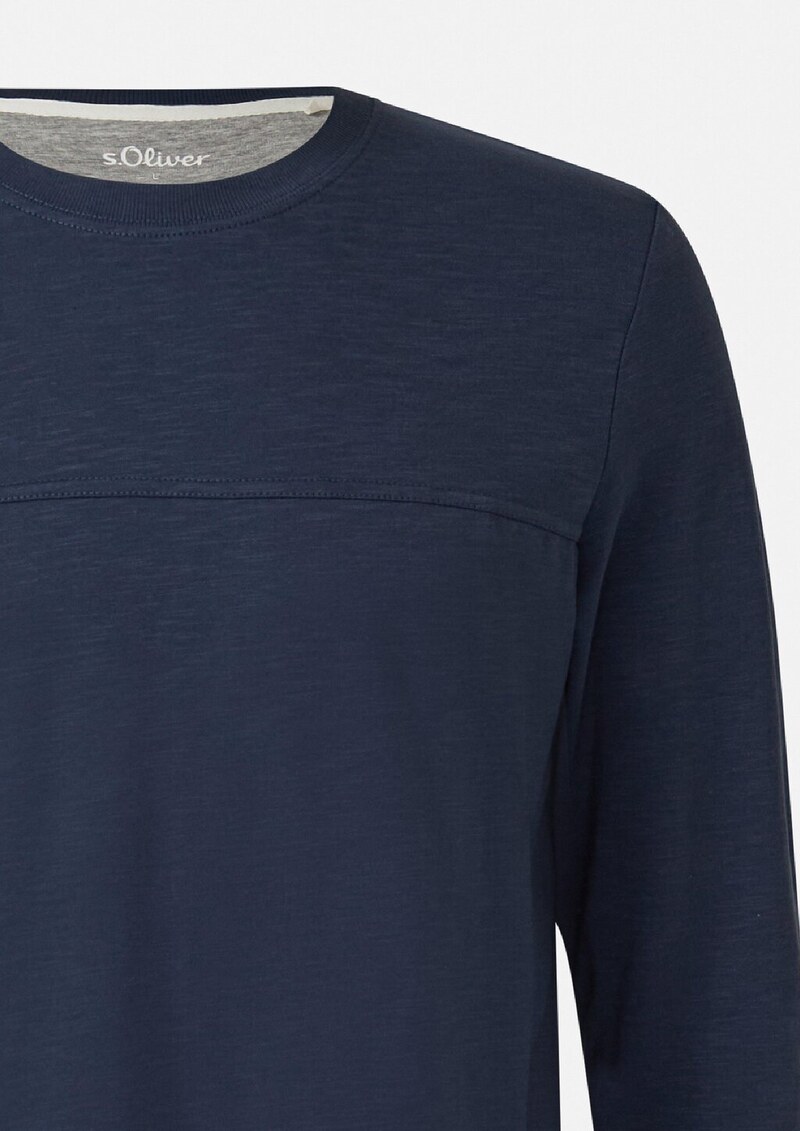 Flammgarn-Longsleeve mit Teilungsnaht und Label-Patch