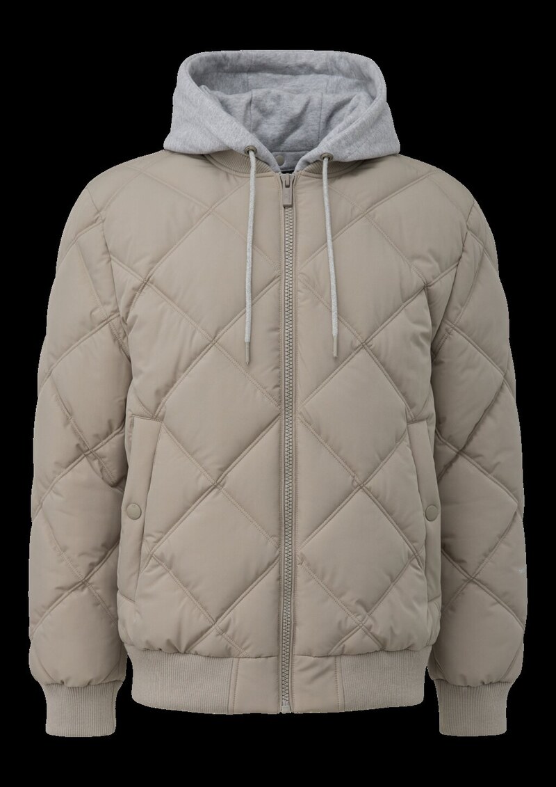 Wattierte Bomberjacke mit abnehmbarer Jerseykapuze