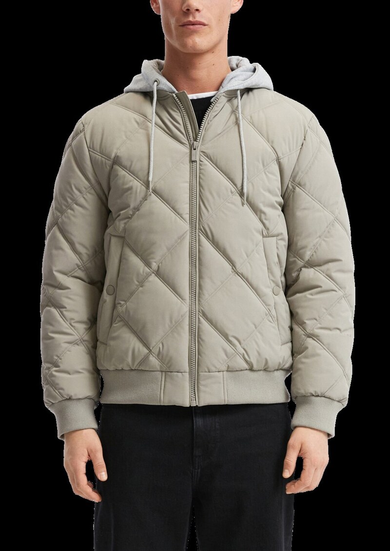 Wattierte Bomberjacke mit abnehmbarer Jerseykapuze