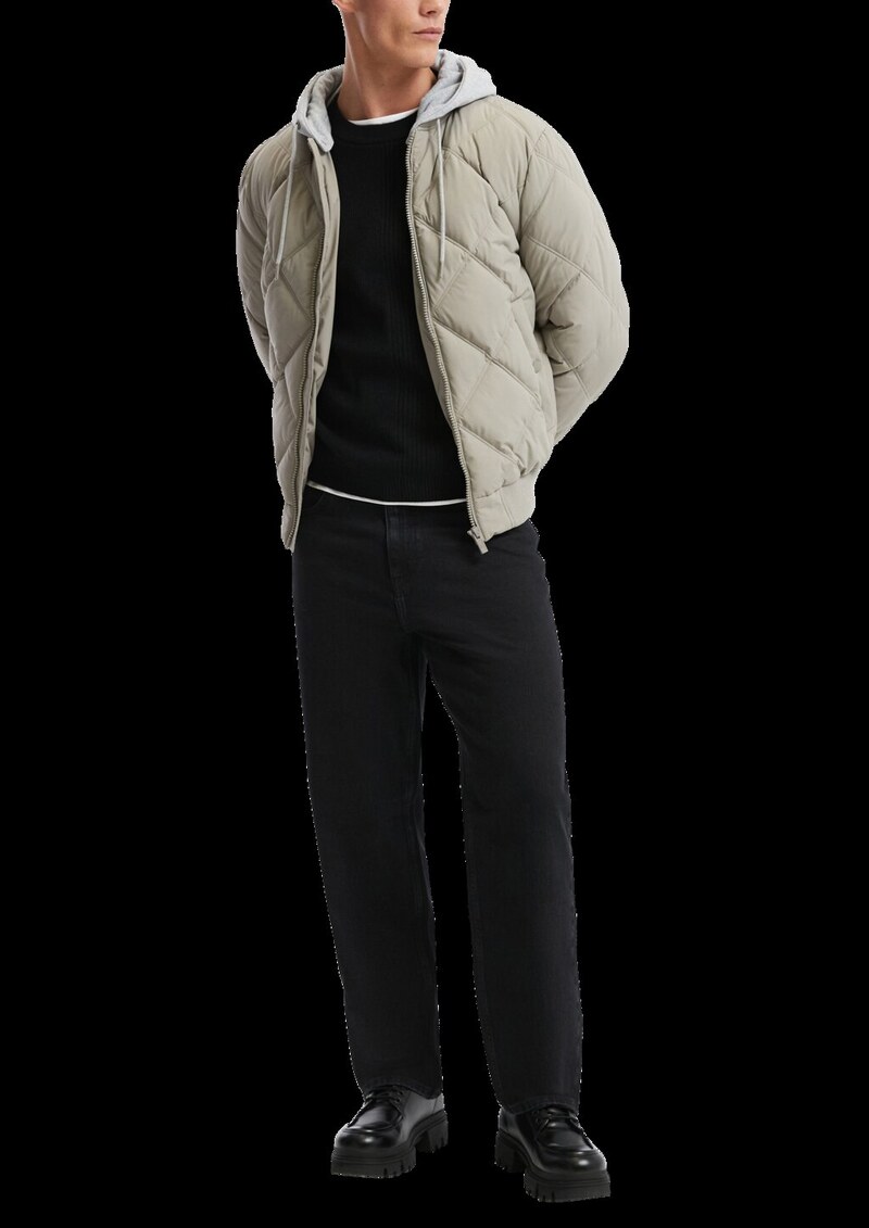 Wattierte Bomberjacke mit abnehmbarer Jerseykapuze