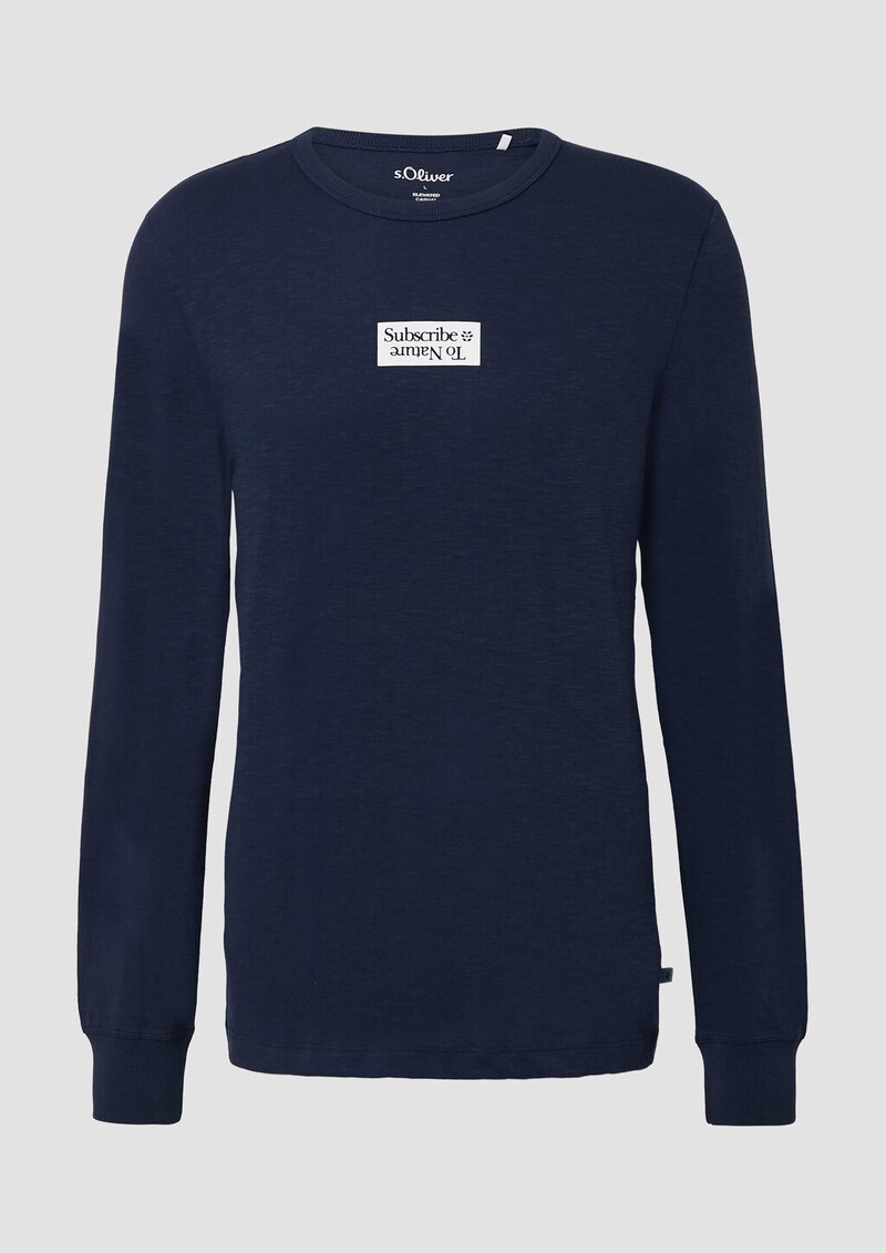 Longsleeve mit Flammgarnstruktur und Frontprint