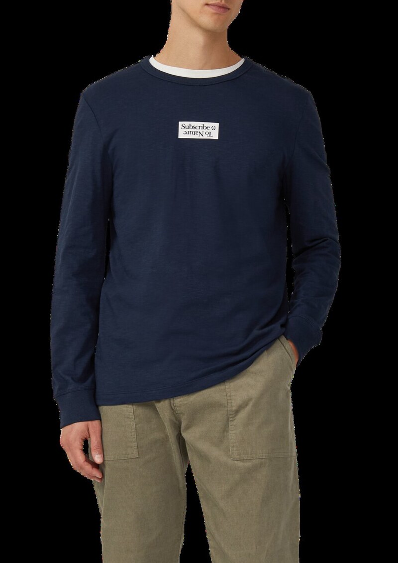 Longsleeve mit Flammgarnstruktur und Frontprint