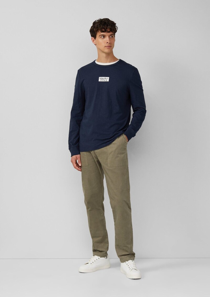 Longsleeve mit Flammgarnstruktur und Frontprint