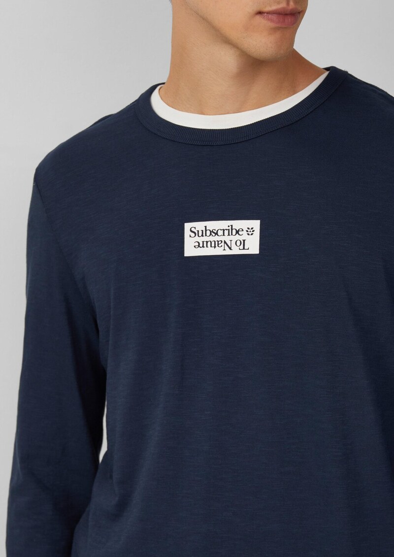 Longsleeve mit Flammgarnstruktur und Frontprint