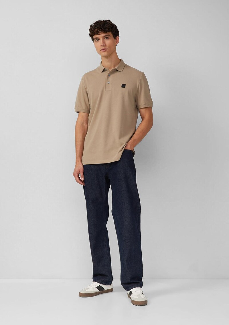 Poloshirt aus Baumwollstretch mit Label-Patch