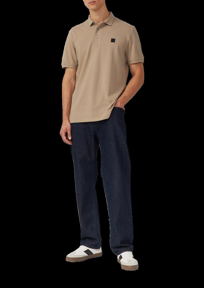Poloshirt aus Baumwollstretch mit Label-Patch