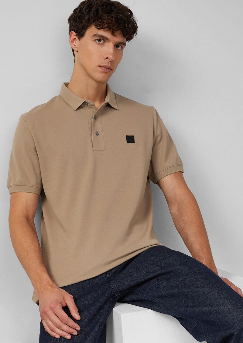 Poloshirt aus Baumwollstretch mit Label-Patch