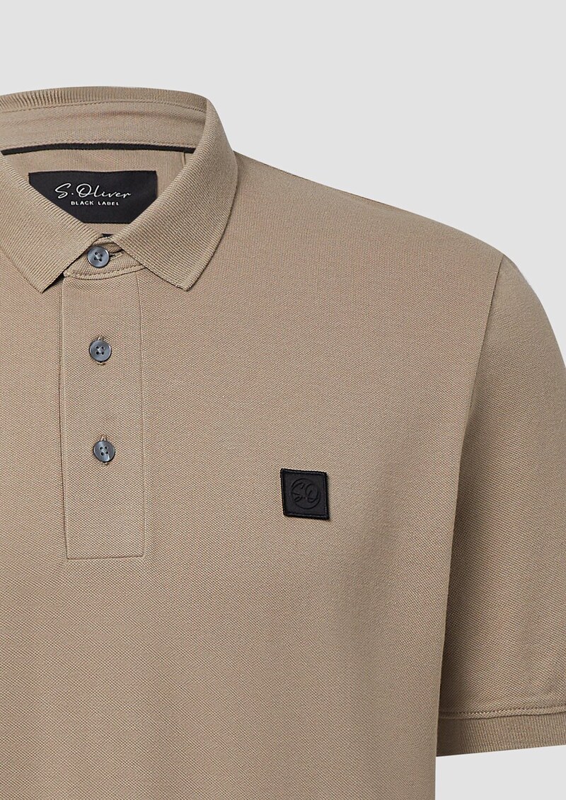 Poloshirt aus Baumwollstretch mit Label-Patch