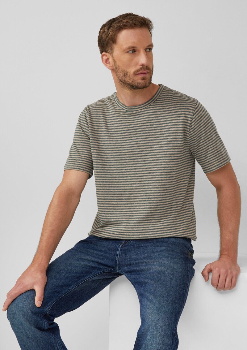 Meliertes Ringel-Shirt mit Crew Neck