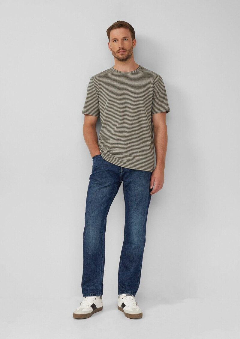 Meliertes Ringel-Shirt mit Crew Neck