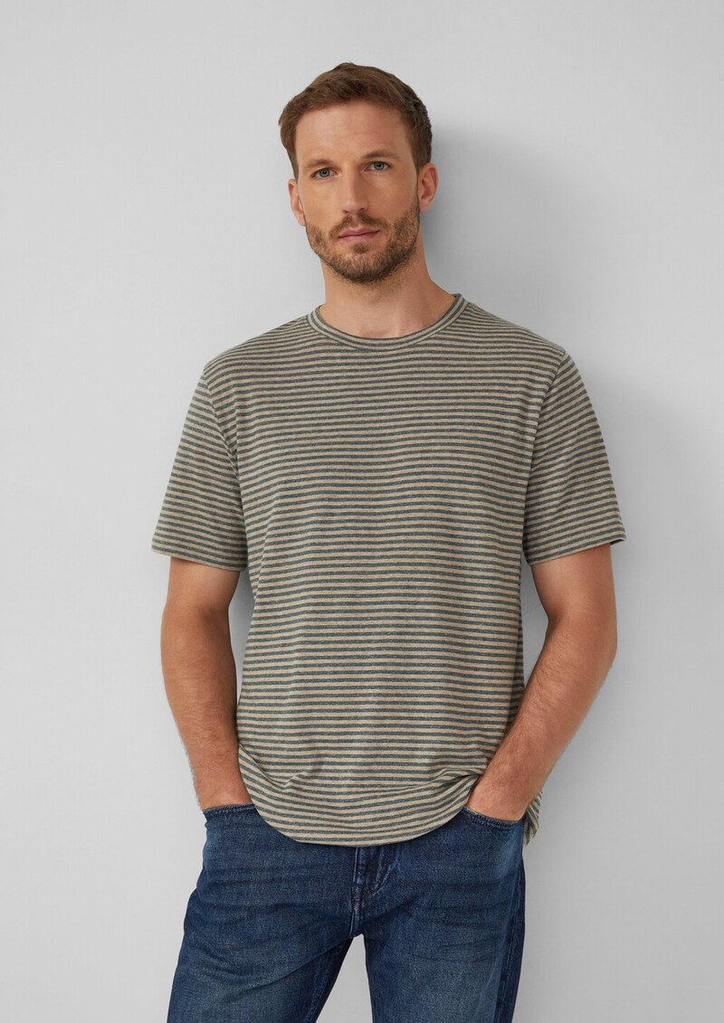 Meliertes Ringel-Shirt mit Crew Neck