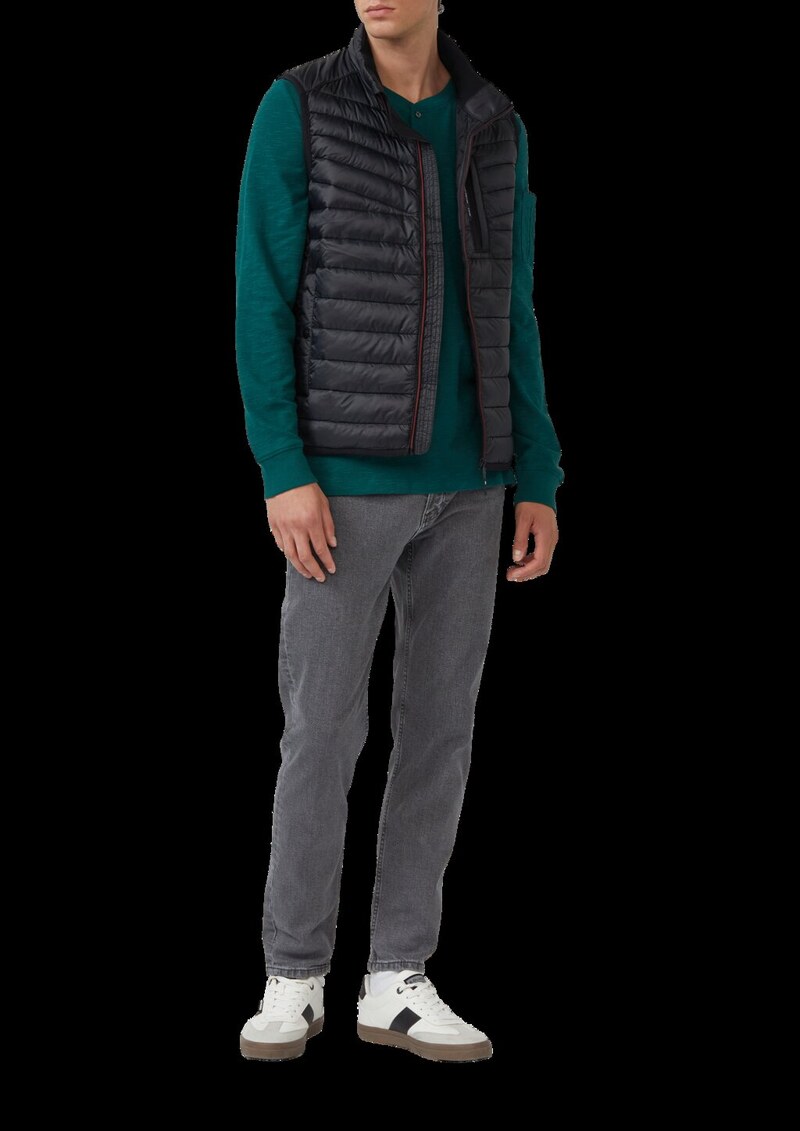 Henley-Longsleeve mit Flammgarnstruktur und Ärmeltasche