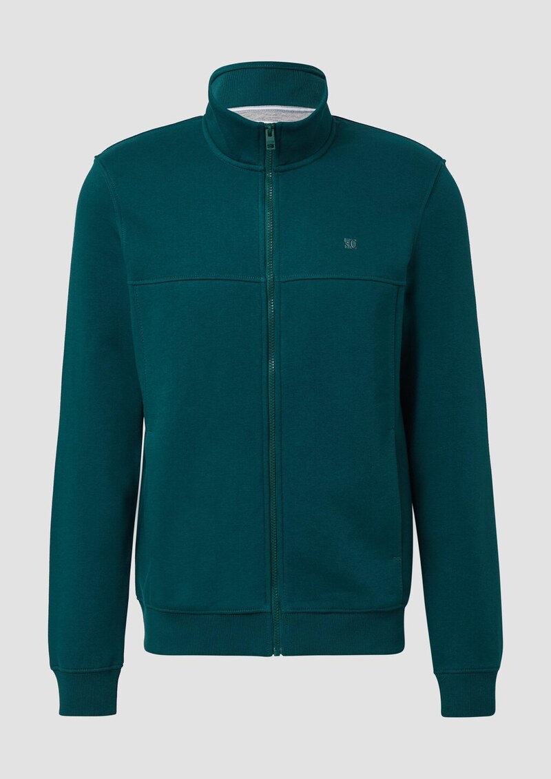 Sweatjacke mit Stehkragen und Logo-Detail