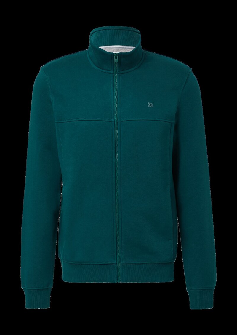 Sweatjacke mit Stehkragen und Logo-Detail