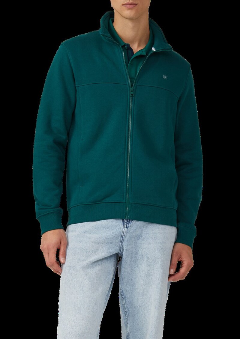 Sweatjacke mit Stehkragen und Logo-Detail