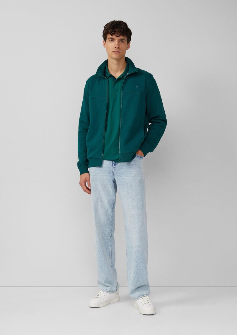 Sweatjacke mit Stehkragen und Logo-Detail