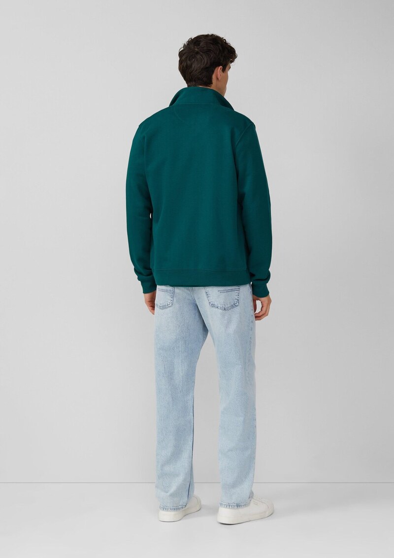 Sweatjacke mit Stehkragen und Logo-Detail