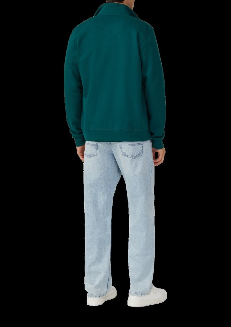 Sweatjacke mit Stehkragen und Logo-Detail