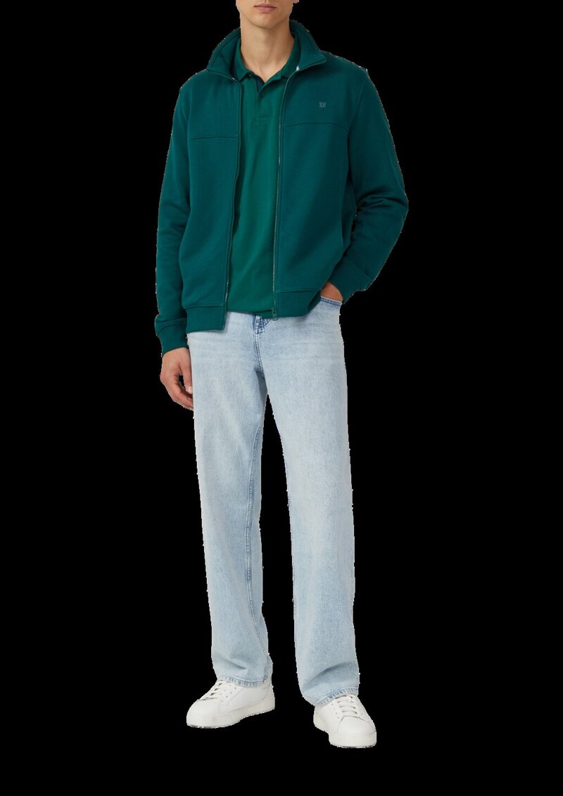 Sweatjacke mit Stehkragen und Logo-Detail