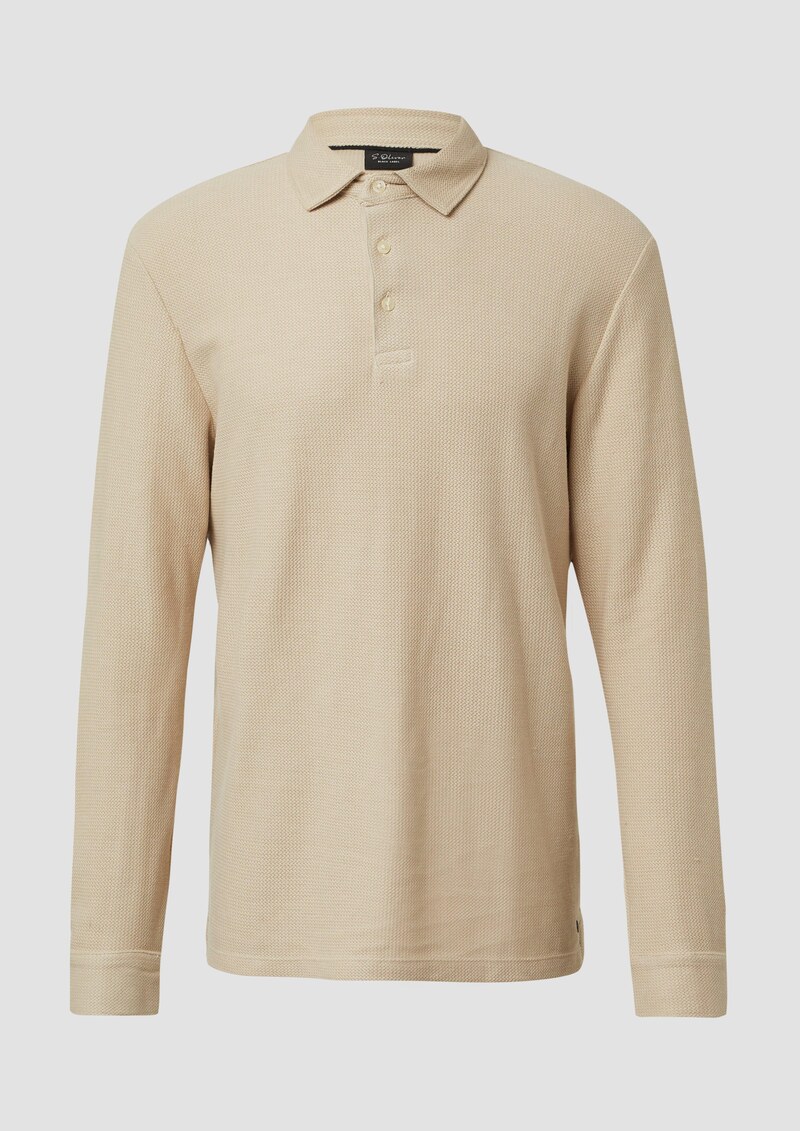 Weiches Langarm-Poloshirt aus strukturiertem Jacquard