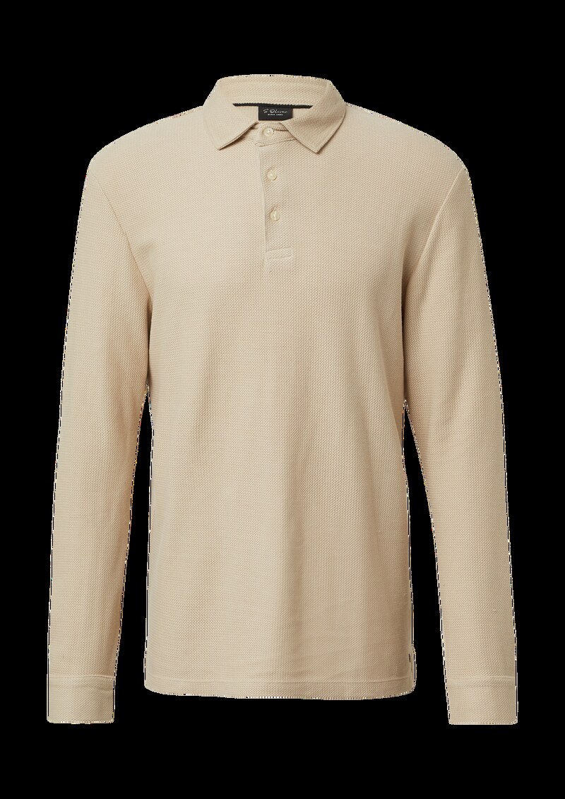 Weiches Langarm-Poloshirt aus strukturiertem Jacquard
