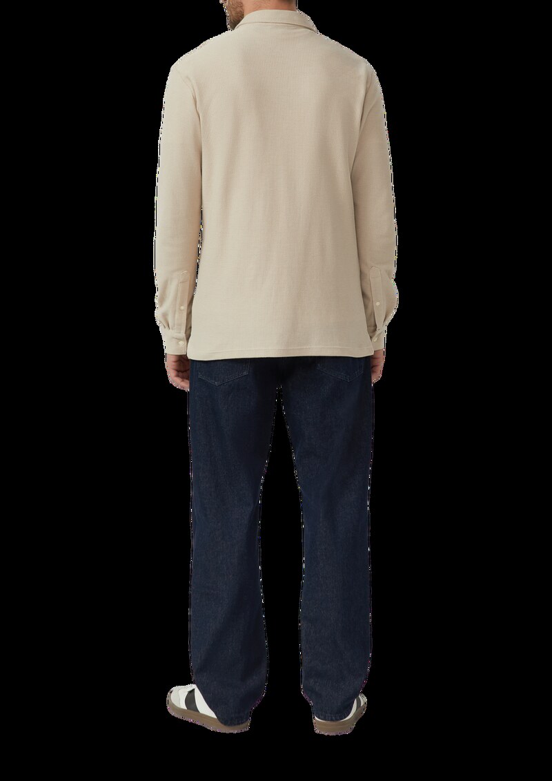 Weiches Langarm-Poloshirt aus strukturiertem Jacquard