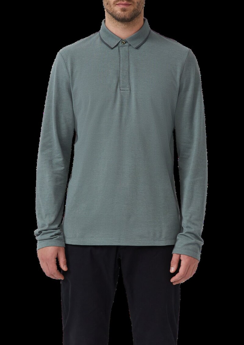 Langärmeliges Poloshirt aus Bicolor-Piqué