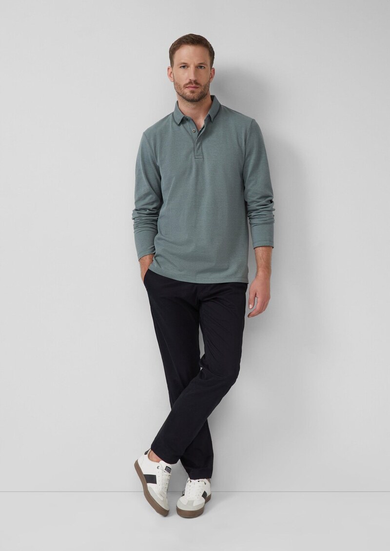 Langärmeliges Poloshirt aus Bicolor-Piqué