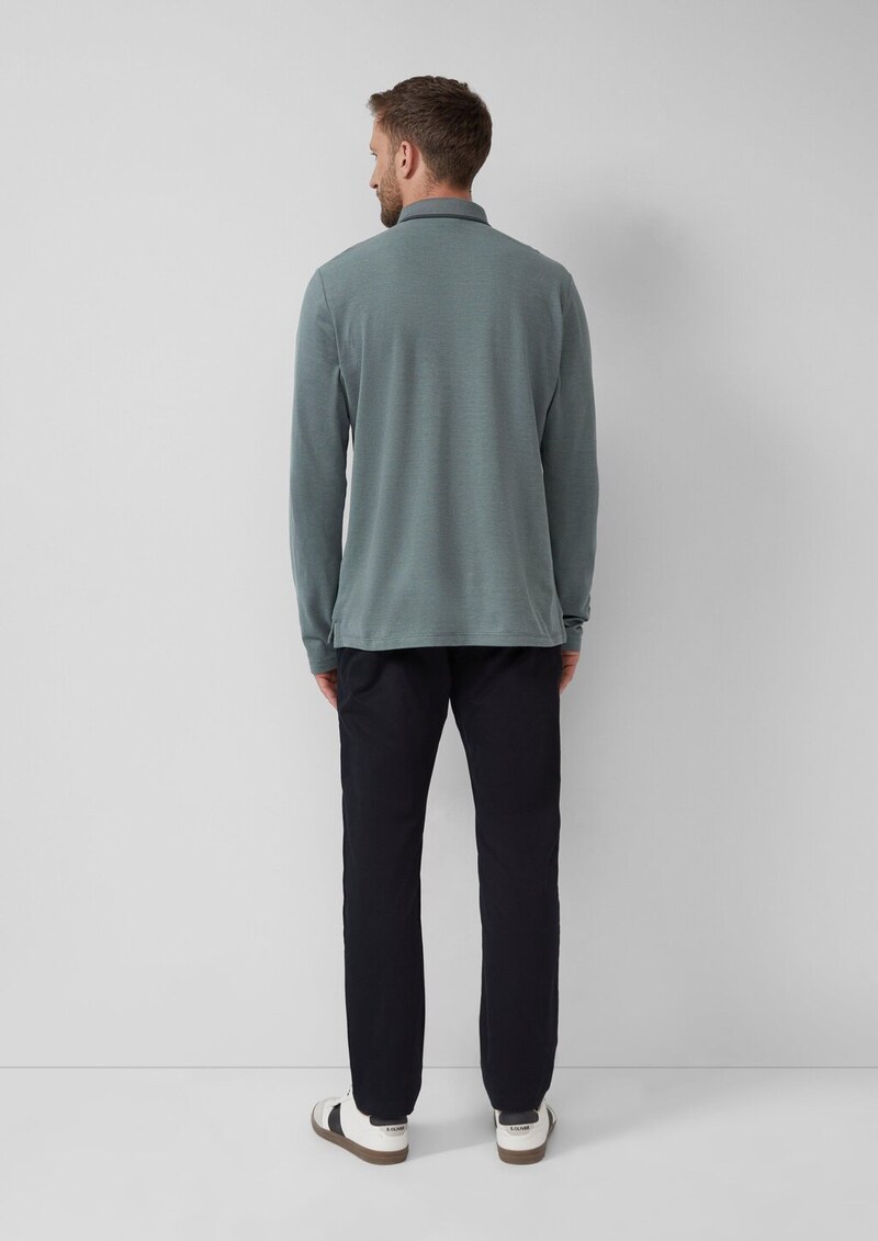 Langärmeliges Poloshirt aus Bicolor-Piqué