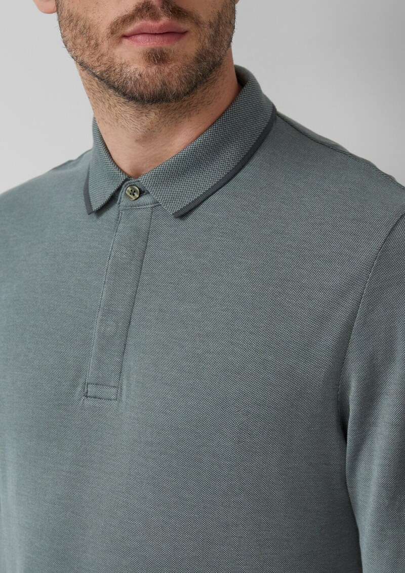 Langärmeliges Poloshirt aus Bicolor-Piqué