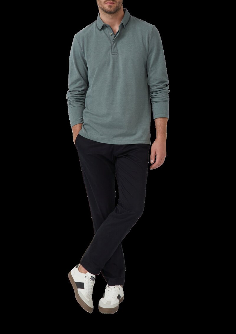 Langärmeliges Poloshirt aus Bicolor-Piqué