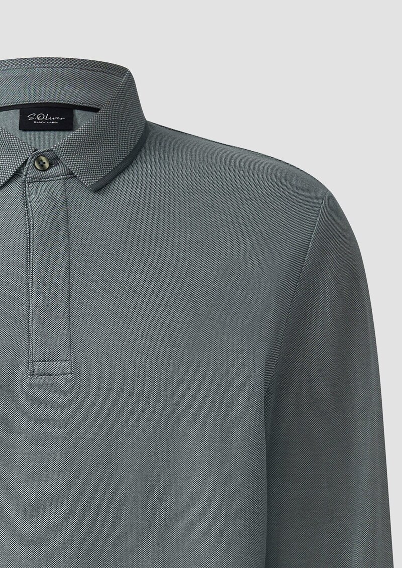 Langärmeliges Poloshirt aus Bicolor-Piqué