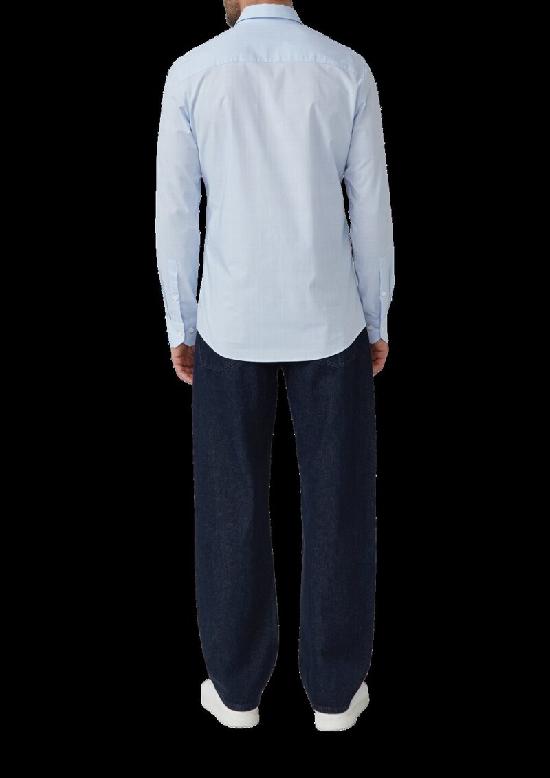 Tailored Fit: Fein kariertes Langarmhemd aus Baumwollstretch