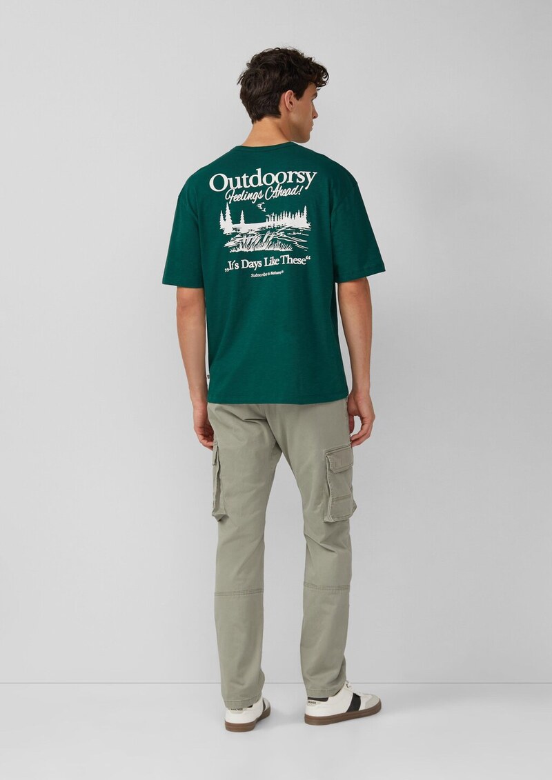 Print-T-Shirt im Relaxed Fit mit Flammgarnstruktur