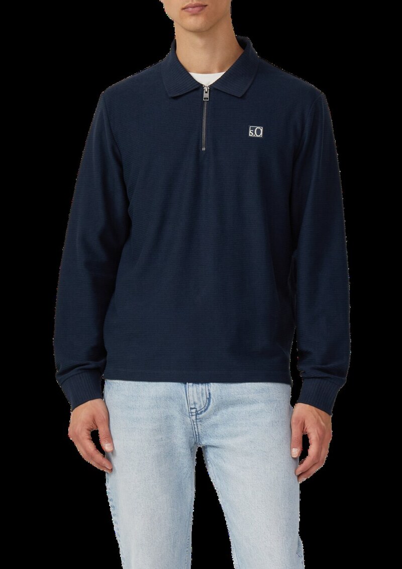 Leichtes Baumwoll-Sweatshirt mit Struktur und Polokragen