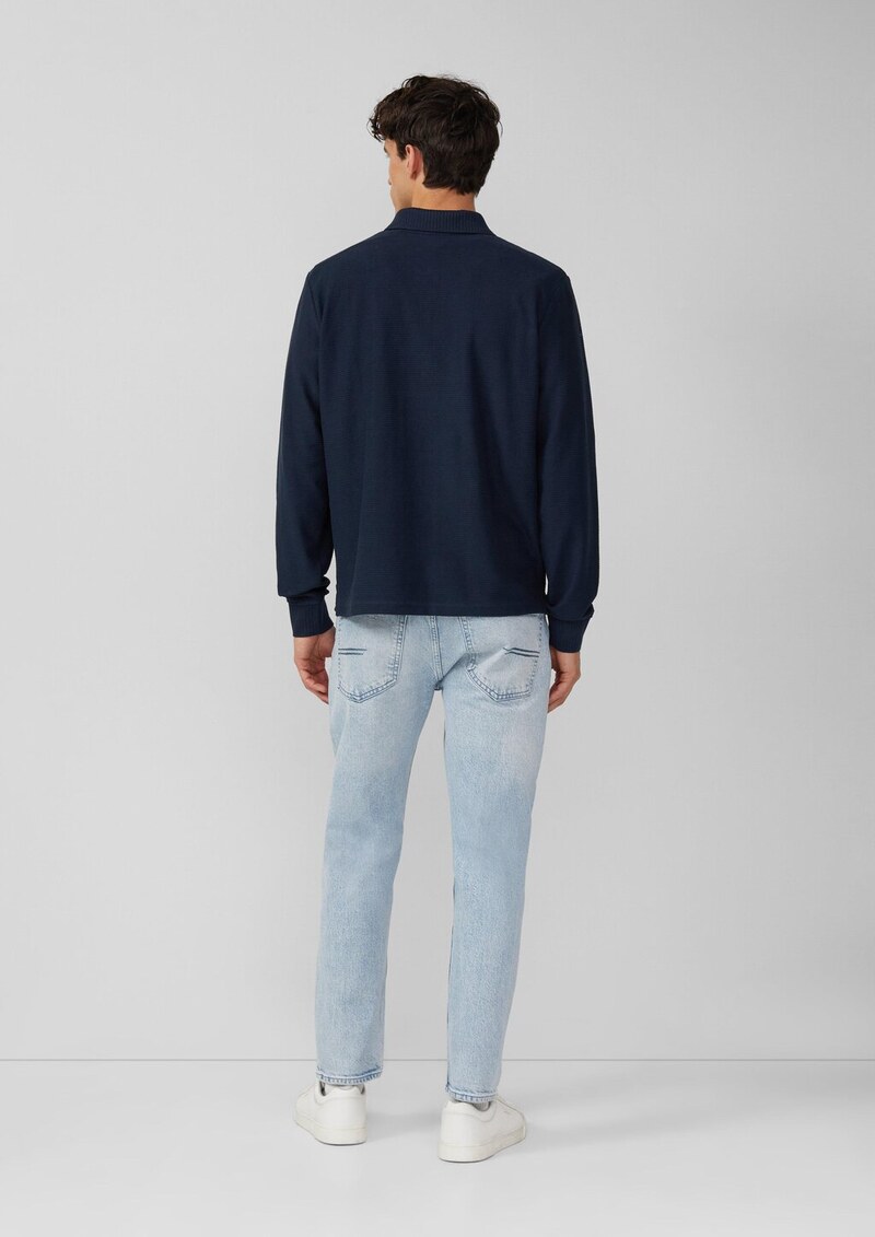 Leichtes Baumwoll-Sweatshirt mit Struktur und Polokragen