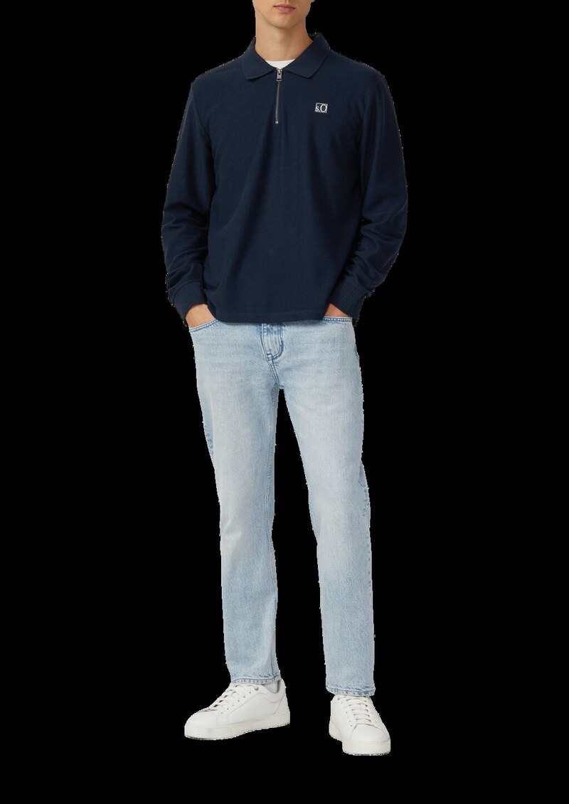 Leichtes Baumwoll-Sweatshirt mit Struktur und Polokragen