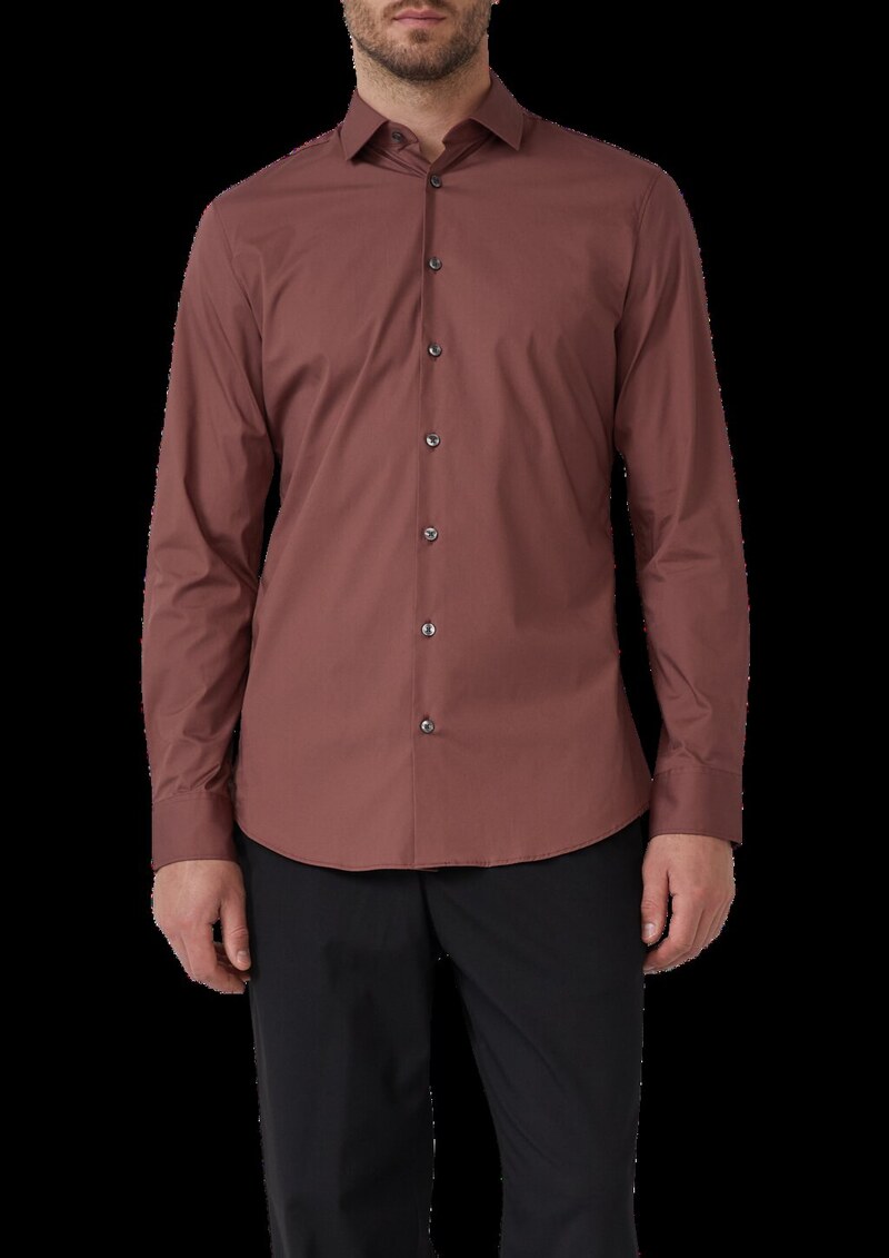 Tailored Fit: Baumwollstretch-Hemd mit Kentkragen