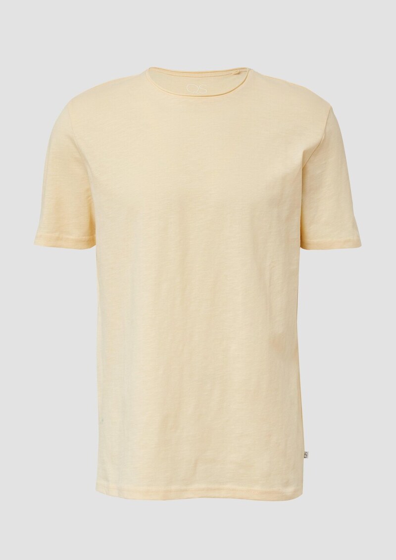 Baumwollshirt mit Rollkante und Flammgarnstruktur