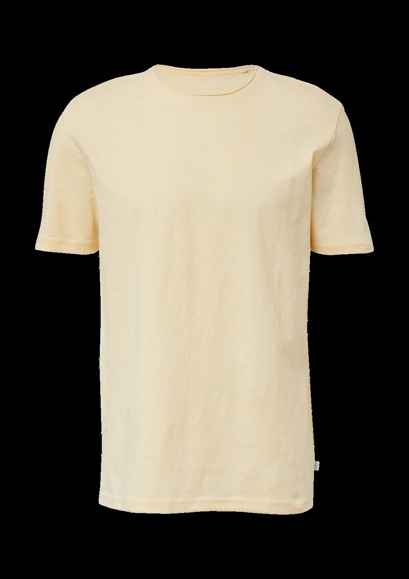 Baumwollshirt mit Rollkante und Flammgarnstruktur